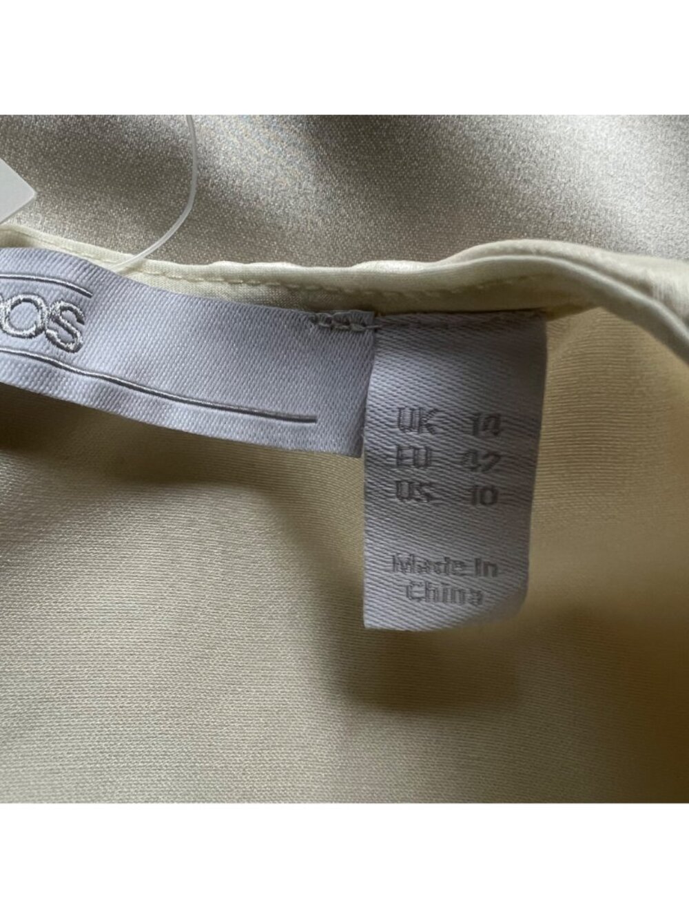 Asos Size 10 Ivory Satin Pleated Ruched Detail Short Puff Sleeve Blouse Top NWT - Picture 13 of 15